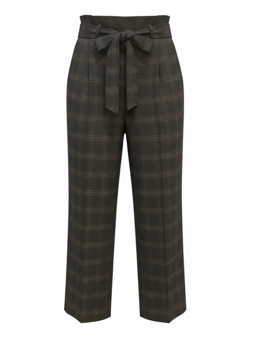High Waisted Paper BagWaist Dark Plaid Pants Size 4